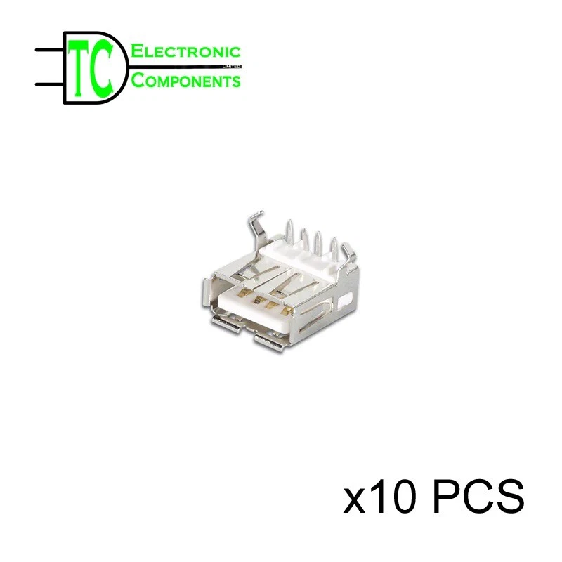 10 USB Type A Right Angle 90 Degree PCB Female Socket Connectors Through Hole - Image 2 of 4