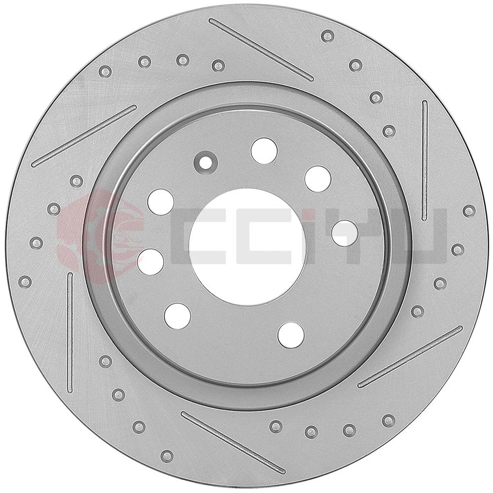 Rear Slotted Brake Rotors Discs For 2003 - 2007 2008 2009 2010 Saab 9-3 9-3X Foto 4 de 4
