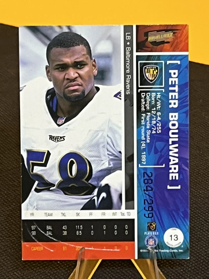 1999 Pacific Revolution Red Parallel Serial Number #284/299 Peter Boulware #13 - Image 4 of 4