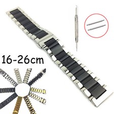 16-26mm Dual Colors Metal Link Bracelet Stainless Steel Watch Band Sport Strap