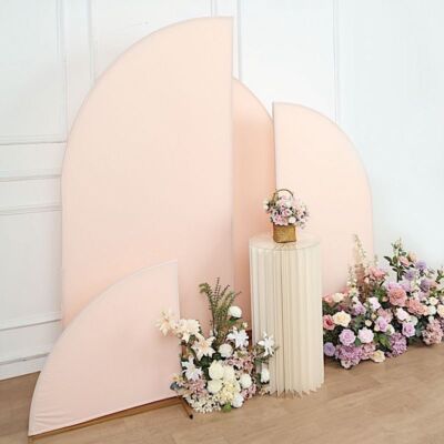 4 Matte BLUSH Fitted Spandex Half Moon Wedding Arch Backdrop STAND COVERS Party