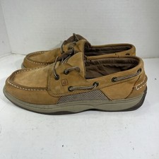 Sperry Top Sider Boys Intrepid Tan Leather Boat Shoe Sz 5.5