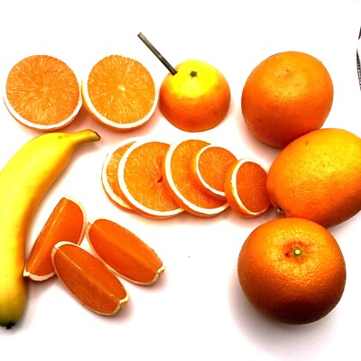 ARTIFICIAL FRUIT DECOR REALISTIC FAKE ORANGES ORANGE SLICES BANANA SUMMER 15 PCS