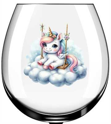 X12 Schwingende Wolke Einhorn Glas Vinyl Aufkleber Sticker Farbe kl528