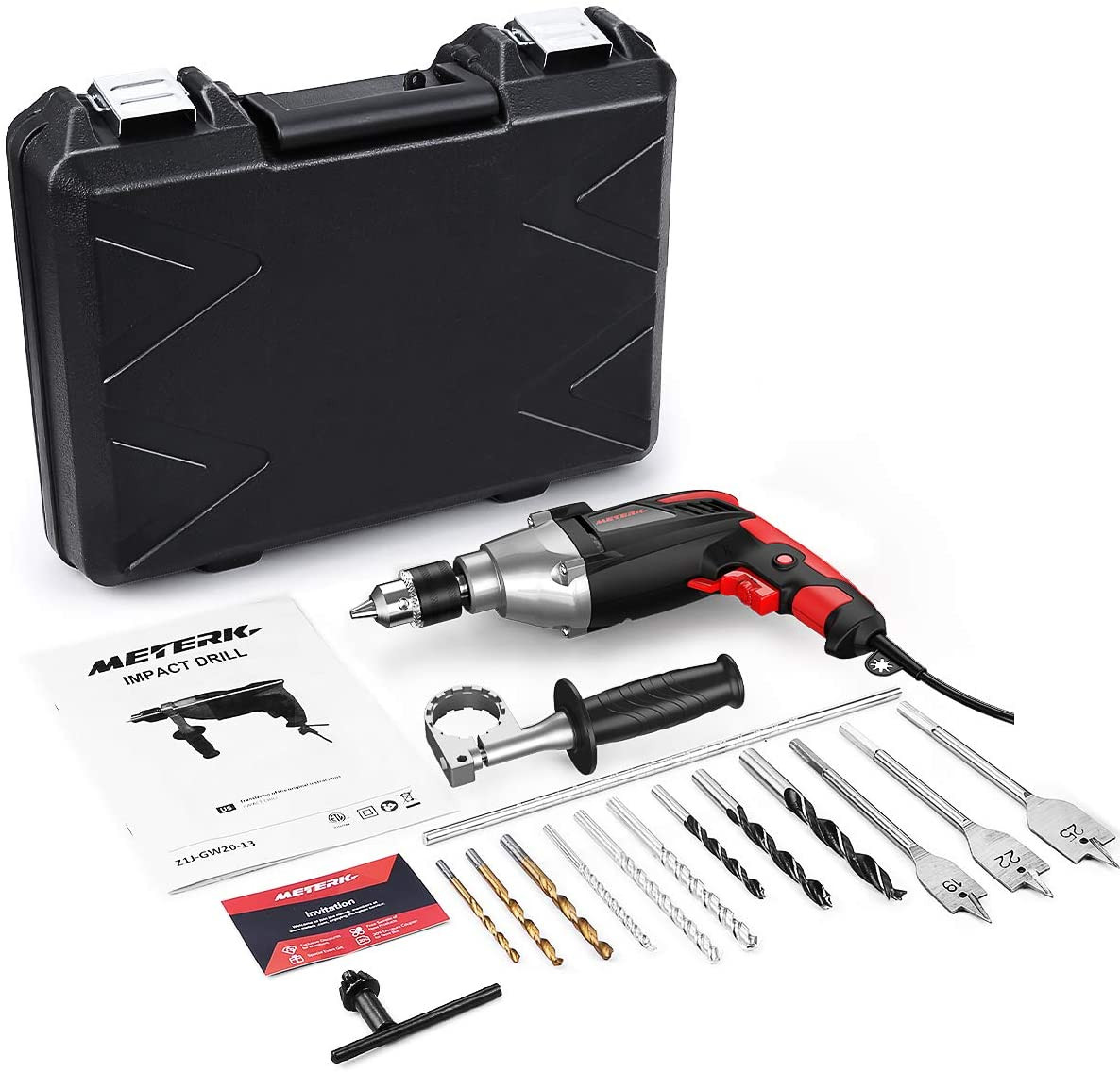 New 2 in 1 Electric Rotary Hammer Drill SDS Concrete Chisel Kit w/ Bits USA