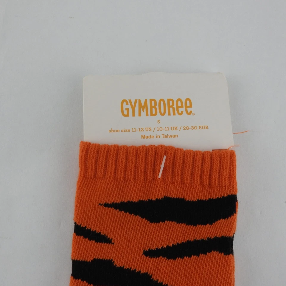 New Gymboree Boys Socks S Shoe sz 11-12 Orange Black Tiger Stripes Feet - Image 3 of 3