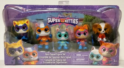 SUPER KITTIES Hero Squad 5 Figure Set Mr. Puppypaws, Bitsy, Buddy, Sparks, Ginny