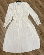 VTG Emerald Street Gown Nightgown Womens Sz M White Lace Sheer