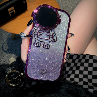 For iPhone 14 13 Pro Max 12 Pro Glitter Bling Space Astronaut Shockproof Case