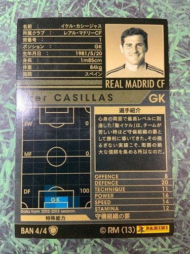 Panini WCCF 2012-13 Iker Casillas Real Madrid Spain WGK refractor card - Picture 2 of 2