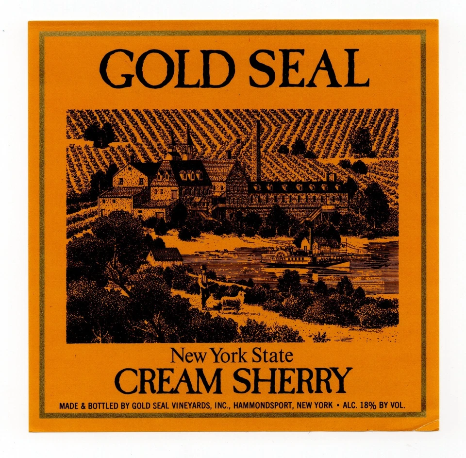 Vintage - Gold Seal Cream Sherry Hammondsport New York Wine Label - XL1i - Image 1 of 1