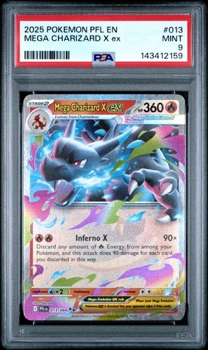 2025 POKEMON PFL EN-PHANTASMAL FLAMES #013 MEGA CHARIZARD X EX PSA 9