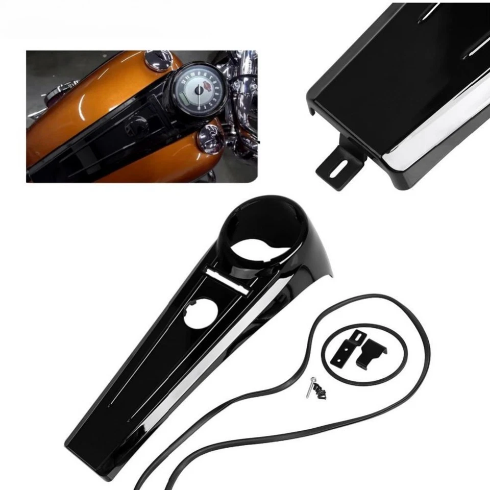 Cubierta del panel de tablero del tanque de combustible de gasolina negra brillante para Harley Softail Fat Boy 00-17 Foto 2 de 4