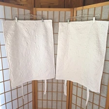 Madison Park Pillow Shams Standard White Quilted PAIR Clean End Tie Closure