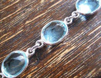 Blautopas Aquamarin Armband 925 Silber oval facettiert zart Topaz Bracelet