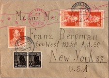 Germany 2pf Planting Olive (2) and 24pf Heinrich von Stephan (3) 1947 Nurnberg-E