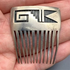 Vintage Hopi Native Harvey Quanimptewa Whirlwind Rain Silver Hair Comb Pin