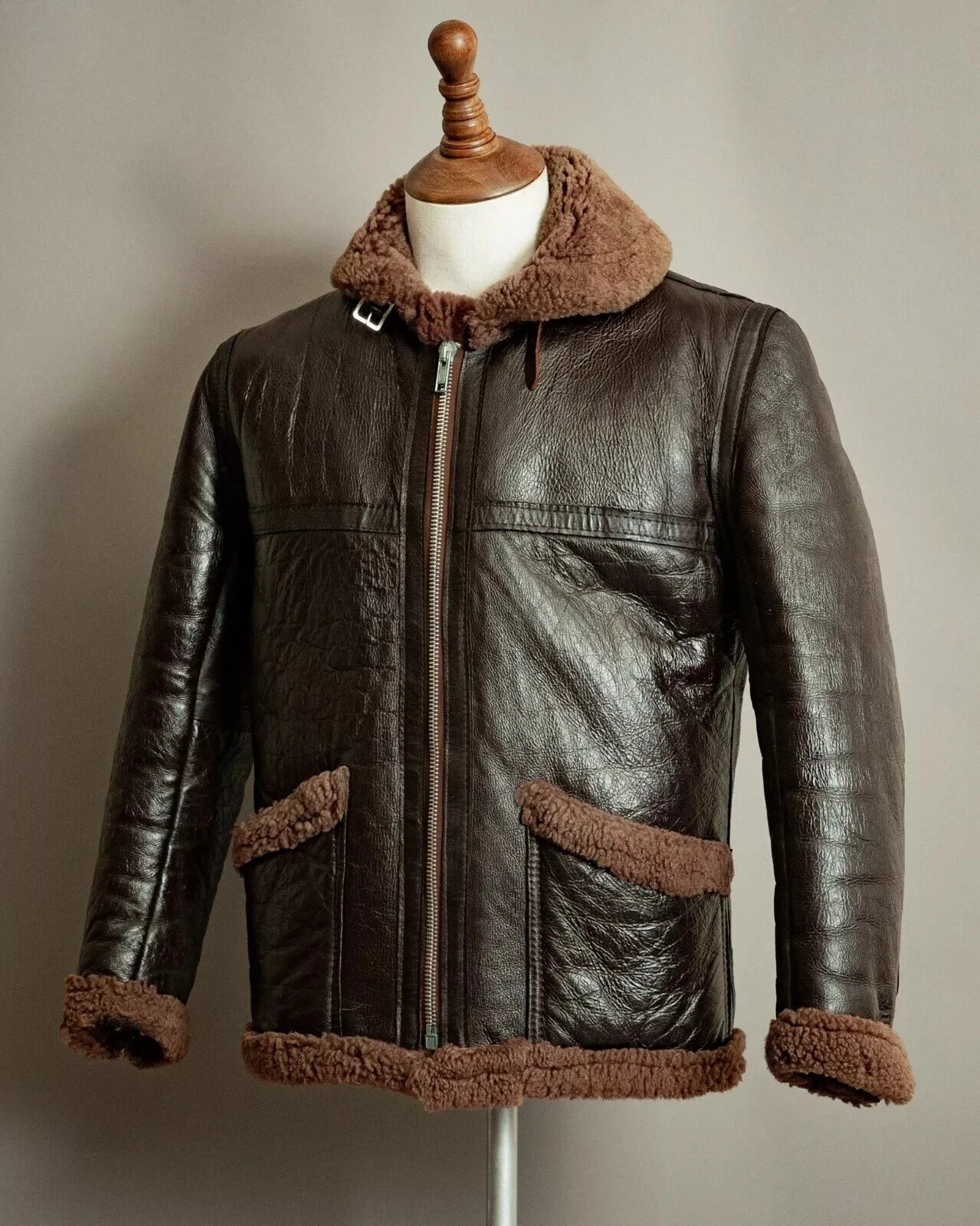 Men's B-3 Jacket WW2 US Navy RAF Aviator Flying Irvin Fur Shearling Real Leather