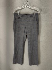 Banana Republic Women Pants 2P Gray Plaid Rayon Mid Rise Logan Fit Work Office