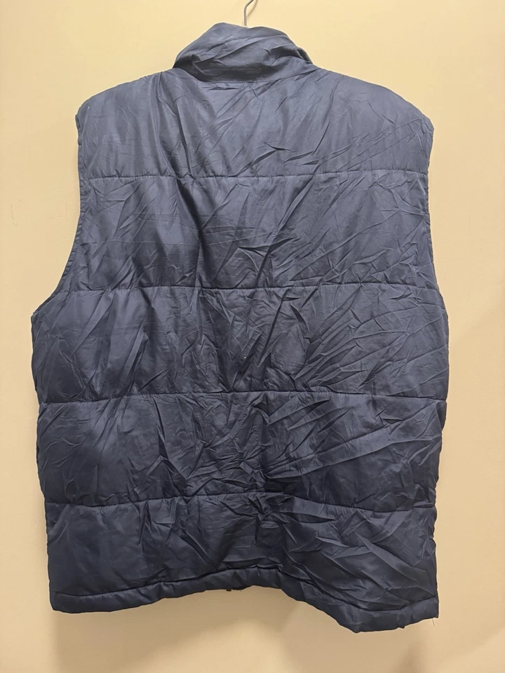 U.S. Polo Assn Men’s Puffer Vest Size Large Navy Blue Zip Jacket Orange Lining - Image 2 of 2