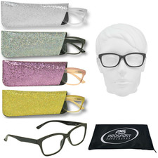 Womens Reading Glasses Full Lens Clear Glitter Bling Shiny Rectangular