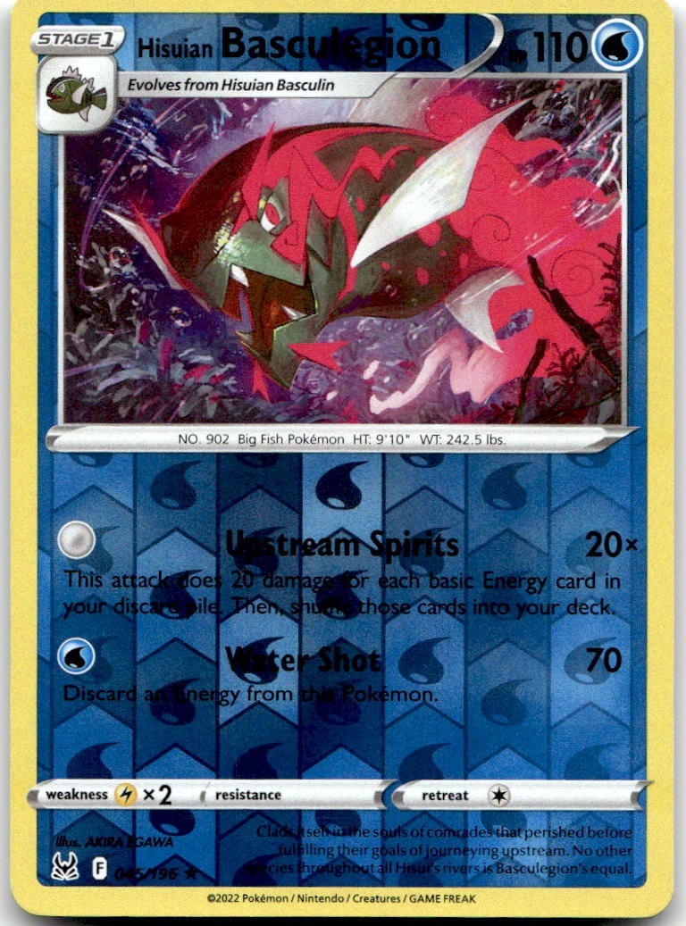 Hisuian Basculegion 045/196 Rare Lost Origin Pokemon Reverse Holo Near Mint
