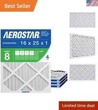 Universal 16x25x1 MERV 8 Air Filter - 4 Pack for HVAC Safety & Clean Air