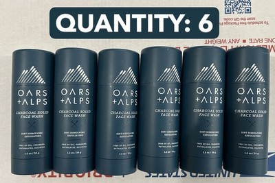 6-Pack Oars + Alps Charcoal Solid Face CLEANSER Wash Exfoliating Stick 1.2 oz
