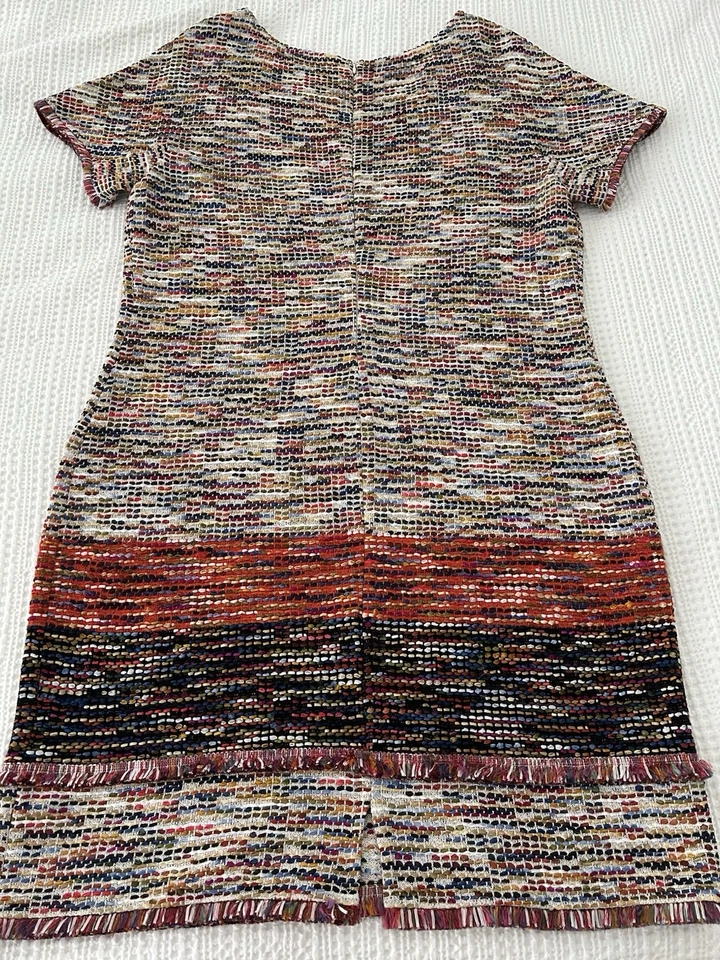 Vestido ST JOHN Mujer Tweed Azul Crema Rosa Naranja Verde Amarillo Flecos Talla 16 Foto 4 de 4