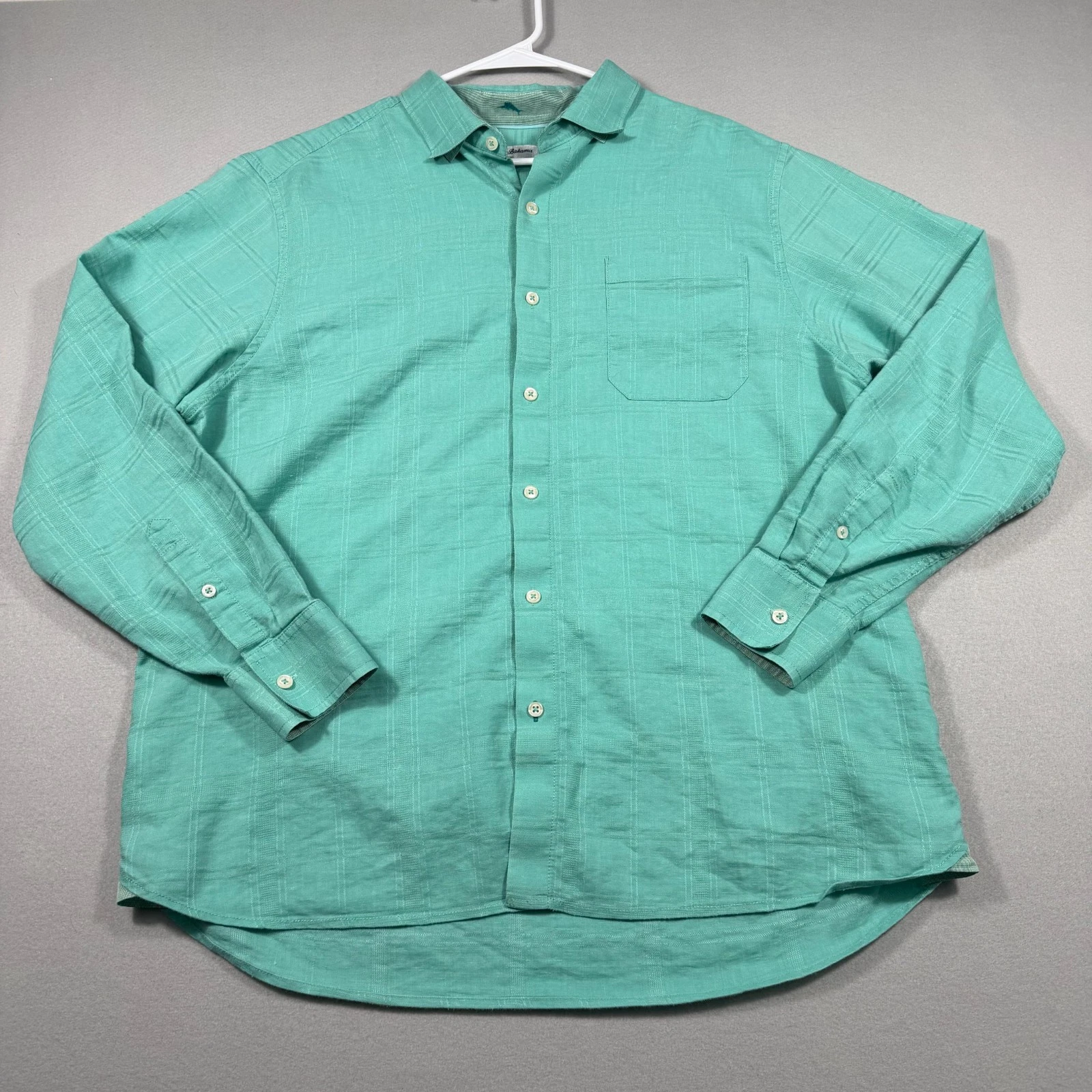 Tommy Bahama Mens L 100% Linen Short Sleeve Button Down Shirt Seafoam Green
Opens in a new window or
