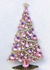 RHINESTONE  XMAS TREE STAND VINTAGE ESTATE JEWELLERY ANTIQUE JEWELRY DECORATION