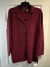 Vintage 90s L.L.Bean Women  s Burgundy Wool Cardigan Button