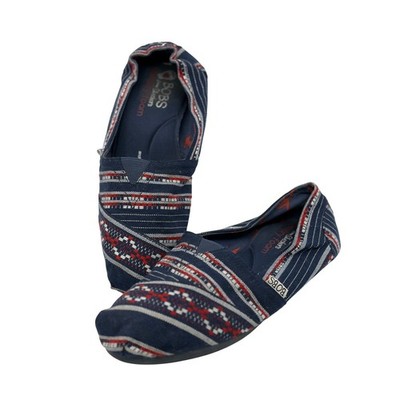 BOBS from Skechers Womens Red White Blue Geometric Memory Foam Flats Size 7.5