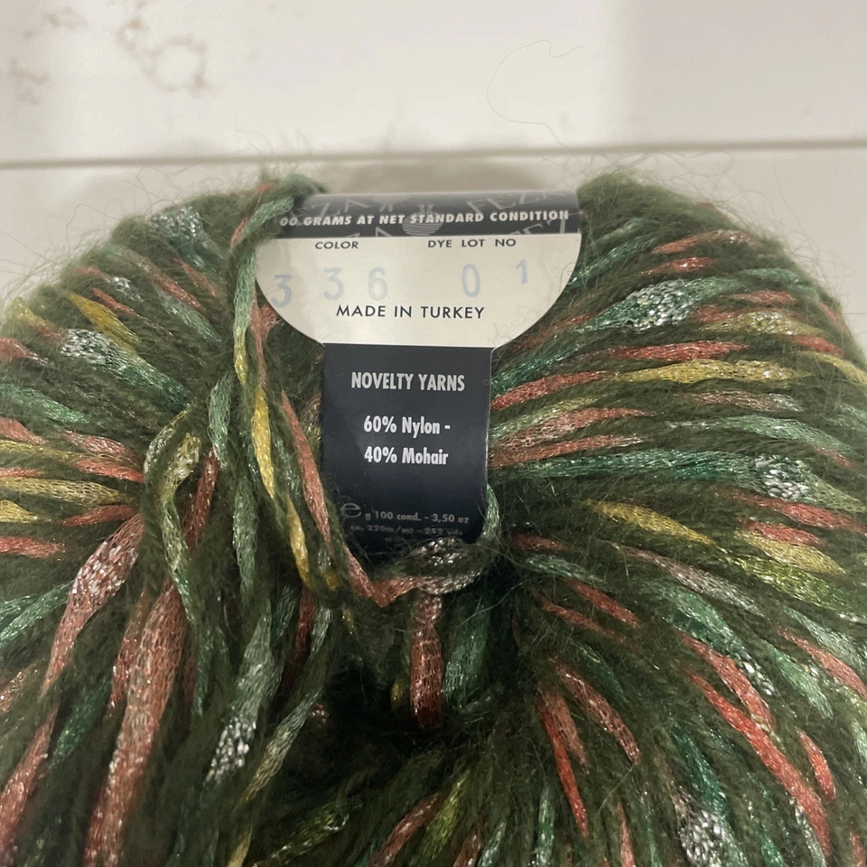 2 hilos de nailon/mohair verde Feza DALI 242 yardas cada código de color 336 Foto 4 de 4
