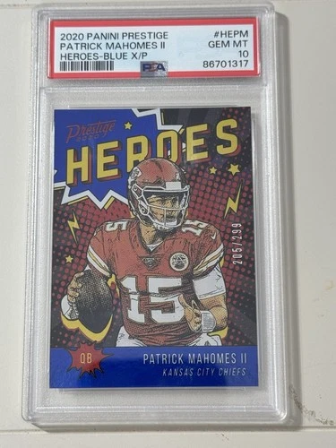 2020 Panini Prestige - Heroes Patrick Mahomes II #HE-PM Xtra Points Blue /299