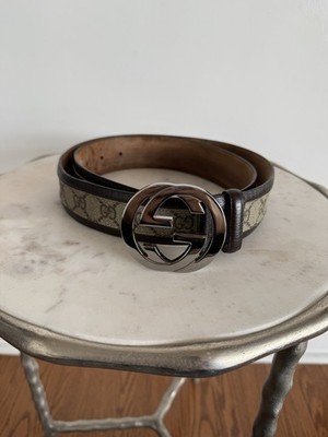 GUCCI Belt GG Supreme Interlocking 142930 Brown