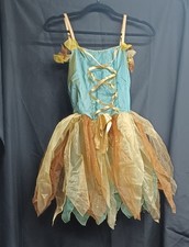 Child's Green  Gold Lightweight Woodland Fairy Costume with Musical Wand