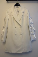 Quiz White Blazer Dress With Ribbon Tie On Long Sleeve Size 6