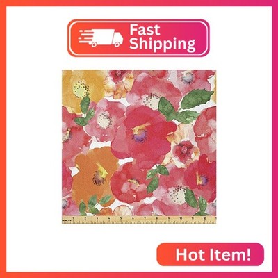 Ambesonne Flower Fabric by The Yard, Watercolor Styled Effect Floral Theme Flowe