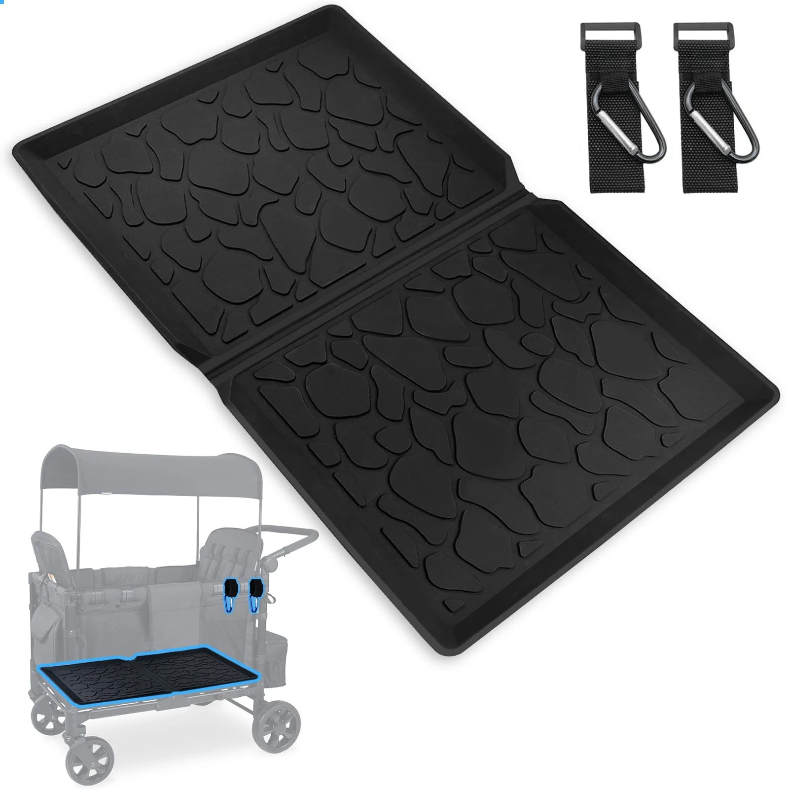 All Weather Mat for W2 Series 30x16 inch Foldable Silicone Stroller Wagon Flo...