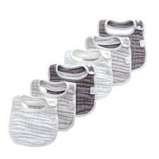 Baby Muslin Bibs and Burp Cloths, 6 Pack, Soft Absorbent Cotton, Adjustable G...