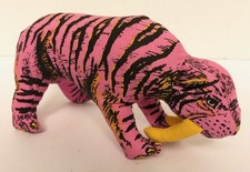 1992 Applause Pink SABERTOOTH TIGER Pink 6" Soft Sculpture Plush Small Vintage