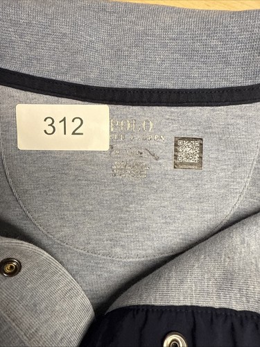 POLO Ralph Lauren Pullover 1/4 Bottone Doppia Maglia Blu Uomo M - Foto 8 di 9