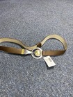 CHICO'S Brown Leather Belt Brown Hammered Gold & SIlver Metal Buckle M/L