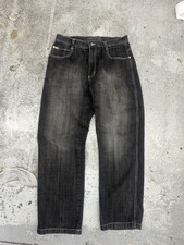 Vtg Y2k Southpole Baggy Black Denim Jeans Brown Tab Skater Fit Wide Leg Sz 36x30