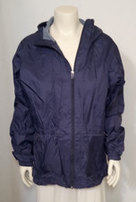 WOMEN'S MEDIUM COLUMBIA NAVY BLUE HOODED WINDBREAKER WATER RESISTANT JACKET