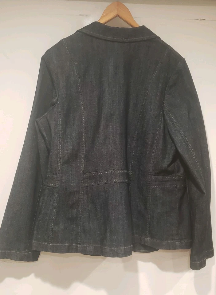 Terno saia jeans feminino Lane Bryant Venezia tamanho 14 lavagem escura - Imagem 3 de 4