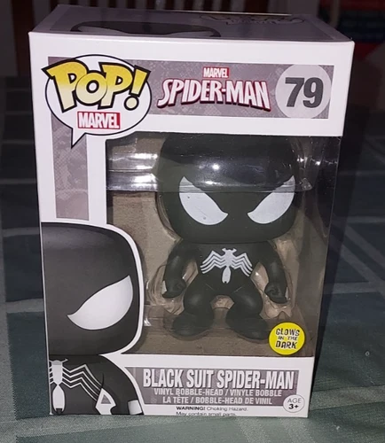 FUNKO POP MARVEL #79 SPIDER-MAN BLACK SUIT GLOWS IN DARK NIB