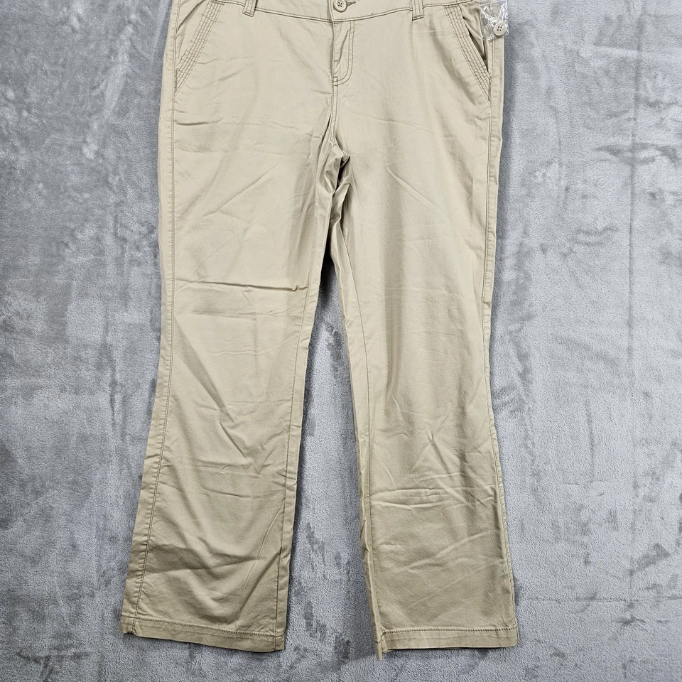 Pantalones Maurices Mujer Talla 13/14 Color Tostado Dos Bolsillos Delanteros Pierna Ancha Cremallera Botón Foto 2 de 4