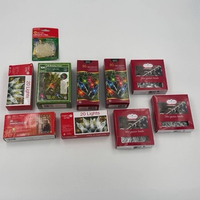  HUGE Christmas Lights & Hooks Lot! 20 100 Ct Mini Lights + Gutter Clips  